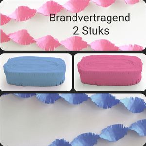 2 stuks BRANDVERTRAGENDE Draaiguirlande Licht Blauw/ Licht Roze, 48 meter, Geboorte, Meisje/ Jongen, Baby, Gender Reveal Carnaval, Verjaardag