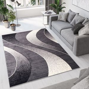 Tapiso Dream Vloerkleed Grijs Donker Modern Golven Woonkamer Tapijt Maat- 120x170