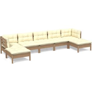 vidaXL Loungeset 7-delig - Grenenhout - Honingbruin Loungeset - Tuinset - Hout Meubel - Lounge Set - Buitendecor