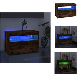 vidaXL TV-meubel LED-verlichting - 60 x 35 x 40 cm - Gerookt eiken - Bewerkt hout - RGB LED - Kast