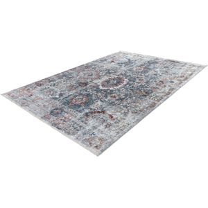 Lalee Medellin- Vloerkleed- perzisch- Superzacht- Vintage- look- laag polig- Tapijt- Karpet - 120x170 cm- Blauw Oranje Beige multi