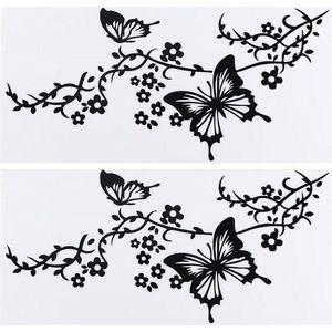 2 vel vlinder auto sticker set - bloemen en kussen design - waterdicht vinyl - auto stickers voor vrouwen - automotive exterieur decor - auto, vrachtwagen, suv, muur kunst .