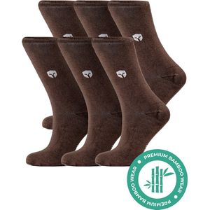 SQQUADD® Bamboe Sokken Heren en Dames - Unisex 6-pack - Maat 43-46 - Naadloos en Duurzaam - Tegen Zweetvoeten - Bamboo - Bruin
