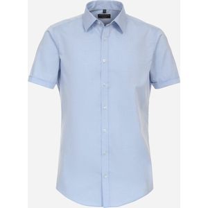 Redmond slim fit overhemd - korte mouw - popeline - blauw - Strijkvriendelijk - Boordmaat: 39/40