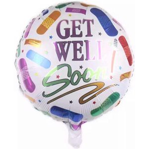 Beterschap ballon - 45x45cm - Ziekte - Get Well Soon - Opkikker - Sterkte - Follie ballon - Ballonnen - Helium ballon