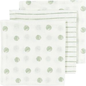 Meyco Baby Dot Stripe hydrofiele doeken - 3-pack - soft green - 70x70cm