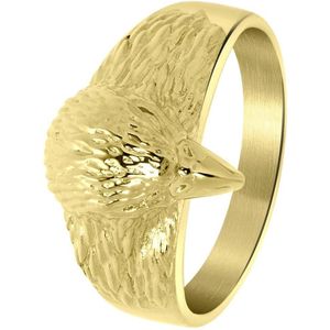 Lucardi Heren Goldplated ring adelaar - Ring - Cadeau - Vaderdag - Staal - Goudkleurig