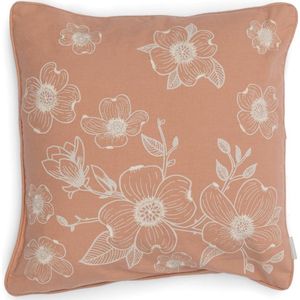 Riviera Maison Floral Pillow Cover - Katoen - Roze / Wit - 50.0x50.0x0.6 cm