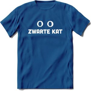 Zwarte Kat - Katten T-Shirt Kleding Cadeau | Dames - Heren - Unisex | Dieren shirt | Grappig Verjaardag kado | Tshirt Met Print | - Donker Blauw - L