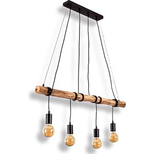 Bruine houten hanglamp - Hanglampen - Metalen Hanglamp - Vintage Hanglamp - Houten Plafondlamp - Interieur Loft Plafondlamp - Woonkamer Houden Hangend Plafondlamp