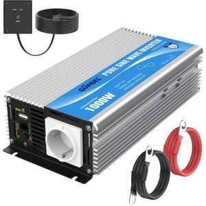 1000W Auto Omvormer 12V naar 230V - Zuivere Sinus, Afstandsbediening, USB-Poort