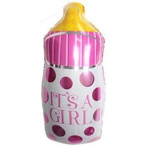 Baby Fles Ballon - Roze XL 82x43 - Folie ballon  - Themafeest - Babyshower - Geboorte - It's a Girl - Versiering - Helium ballon