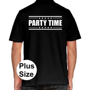 Party time grote maten poloshirt zwart voor heren - Plus size Party time polo t-shirt XXXL