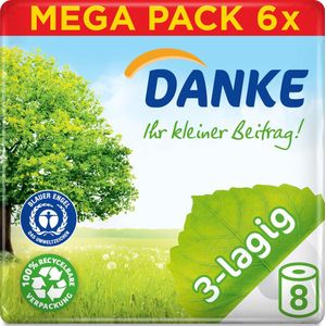 DANKE Toiletpapier 3-laags - 6x8 rollen - voordeelverpakking