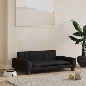 vidaXL Hondenmand Kunstleer Zwart 90x53x30 cm Hondenbed - Hondenmand - Kunstlederen Hondenbed - Hondenbench - Klein Hondenbed