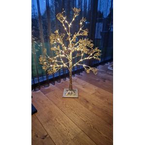 Kristmar Decoratieve lichtgevende boom - Kerstverlichting - Kerstdecoratie - Kabellengte 3 meter - 3.5V-2.1W - Ø19xH90 cm - Polypropyleen - Goud