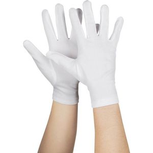 Set van 10 paar voordelige witte verkleed handschoenen kort - sinterklaas / kerstman handschoenen