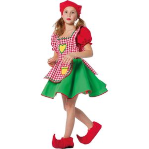 Wilbers & Wilbers - Dwerg & Kabouter Kostuum - Vrolijk Kaboutermeisje Sprookjesbos Kostuum - Rood, Groen, Multicolor - Maat 164 - Carnavalskleding - Verkleedkleding