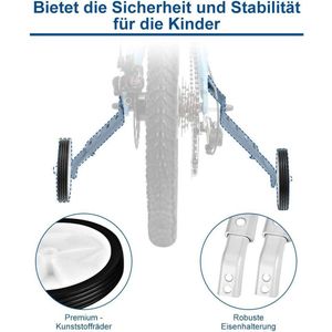 JGS Premium - Kinderfiets Stabilisatoren 1 Paar Zijwielen Voor 16 Inch tot 22 Inch Fietsen (Zilver) - Veiligheidstrainingswielen Voor Kinderfietsen