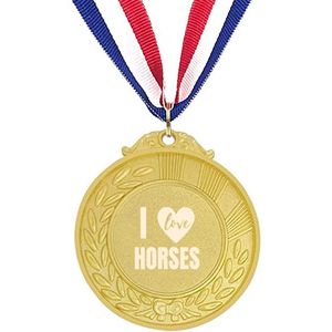 Akyol - ik hou van paarden medaille goudkleuring - Paarden - vrienden paardrijden - cadeau