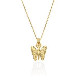 Schitterende 18K Gold Plated Zilveren Halsketting met Vlinder