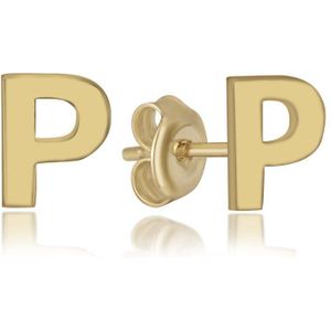 Letter P Gold Plated Initial Oorknoppen Zilveren (zilvergehalte 925 Sterling) (goudkleurig)
