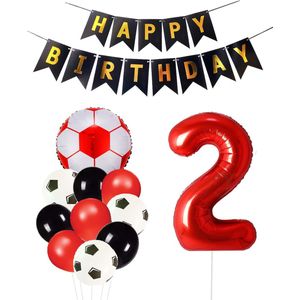 Cijfer Ballon 2 | Snoes Champions Voetbal Plus - Ballonnen Pakket | Rood en Zwart