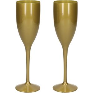 2x stuks onbreekbaar champagne/prosecco glas goud kunststof 15 cl/150 ml - Onbreekbare champagne glazen/flutes