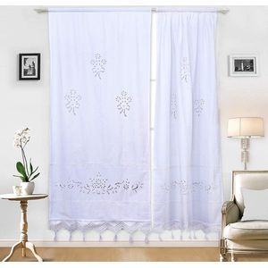 Curtains Linen Look with Eyelets Voile Linen Curtain Linen Curtains Living Room Modern Window Curtain Children's Room Kitchen Curtains Tab-Top Curtain Set of 2 140 x 145 cm Brownish White