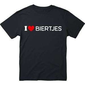 I Love Biertjes - T-shirt - Bier t-shirt - CraftBeer - Beer - Proost - Heren - grappige drank feest - bier cadeau - teksten en zinnen - bierpakket kado idee - Maat XL