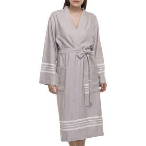 Hamam Badjas Krem Sultan Taupe - XXL - unisex - hotelkwaliteit - sauna badjas - luxe badjas - dunne zomer badjas - ochtendjas