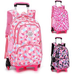 Trolley Schooltas Rugzak Schoolrugzak Trolley Schooltrolley 6 Wielen Schooltas Meisjes Grote Trolley Schooltas Waterdichte rugzak met wielen voor meisjes Tieners en kinderen, zwart,