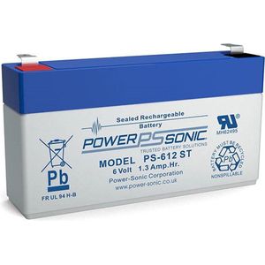 POWER SONIC 6V 1.3Ah F1 4.8mm PS-612ST Oplaadbare loodaccu POWERSONIC