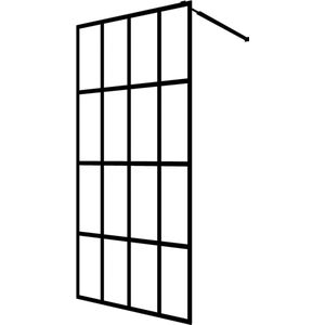 vidaXL Inloopdouchewand 90x195 cm - Glas & Zwart Inloopdouche - Douchewand - Glazen Douchedeur - Zwarte Douchewand - Modern Douche Scherm