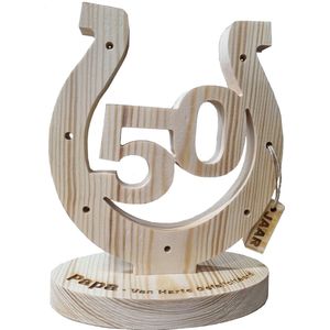 Era Wood - houten woonaccessoires - hoefijzer vol geluk - met cijfers - aanhanglabels - massief vurenhout