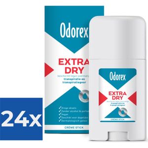 Odorex Extra Dry Deodorant Stick - Beschermt Je Optimaal Tegen Overmatige Transpiratie - Zonder Alcohol of Parfum - 40 ml - Voordeelverpakking 24 stuks