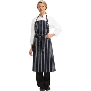 Chef Works Premium geweven schort blauw-wit gestreept