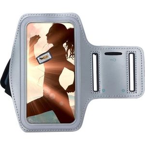 Hoesje iPhone 13 Mini - Sportband Hoesje - Sport Armband Case Hardloopband Grijs