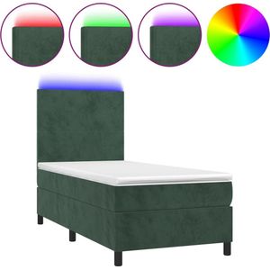 vidaXL-Boxspring-met-matras-en-LED-fluweel-donkergroen-90x200-cm