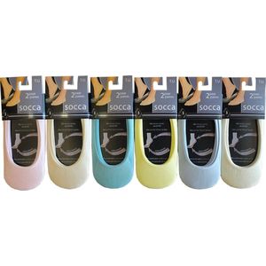 Dames socca of kousenvoetje met kussentje - multipack van 20 paar - protège pied cushion - 6 pastelkleuren - onzichtbare comfort sokjes