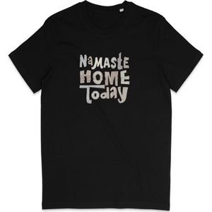 T Shirt Dames - Yoga Namaste - Korte Mouw - Zwart - Maat XXL