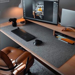 Vilten bureauonderlegger, computermat voor kantoor, bureauonderlegger, grote bureauonderlegger, bureauonderlegger voor toetsenbord en muis (donkergrijs, 90 x 40 cm)