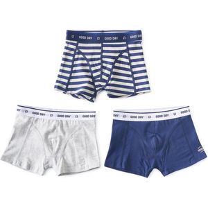 Little Label Onderbroeken Jongens - 3 Stuks -Maat 92 - Boxershorts - Grijs, Blauw - Zachte BIO Katoen