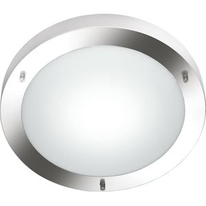 LED Plafondlamp - Badkamerlamp - Trion Condi - Opbouw Rond - Spatwaterdicht IP44 - E27 Fitting - Mat Nikkel Aluminium - Ø310mm