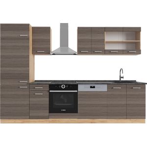 Vicco R-Line Complete keukeneenheid – 300 cm , WB Antraciet Edel grijs/gouden eik , WB Antraciet