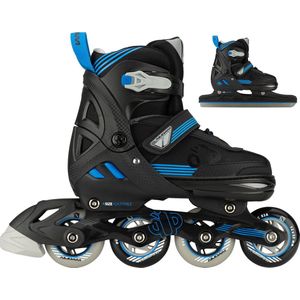 Nijdam Inline Skates Combo - Blue Blaze - Verstelbaar - Noren IJzers - Zwart - Blauw - Maat 37 - 40