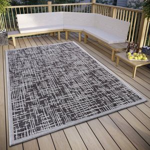 Flycarpets Telu Buitenkleed Grijs / Beige - Vloerkleed Buiten - Laagpolig Tuinkleed, Tuintapijt, Buitentapijt - 190x290 cm