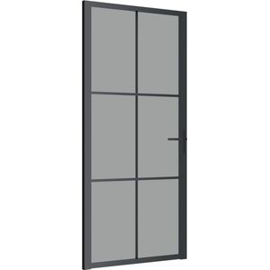 vidaXL - Binnendeur - 93x201,5 - cm - ESG-glas - en - aluminium - zwart