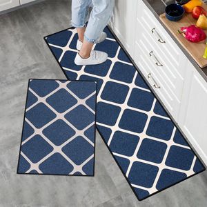 2-delige antislip keukenset, wasbare moderne matten en tapijten voor hal, eetkamer en entree, 40 x 60 cm + 40 x 120 cm