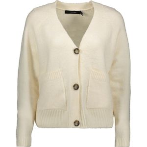 Vero Moda Vest Vmboom Ls V-neck Button Cardigan Ga 10320457 Birch/melange Dames Maat - XS